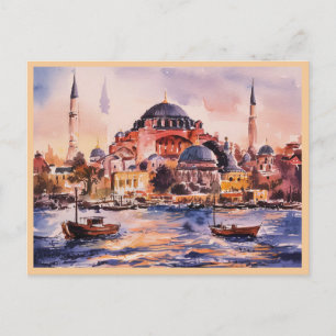 Istanbul Turkiskt vattenfärgsmålning Vykort
