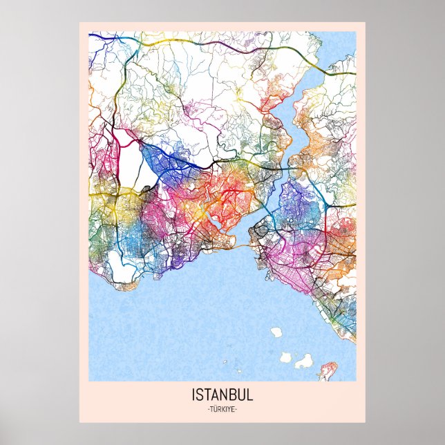 Istanbul Türkiye City Karta Poster (Framsidan)