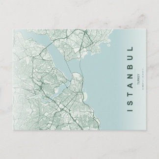 Istanbul Türkiye Map Minimal Vykort