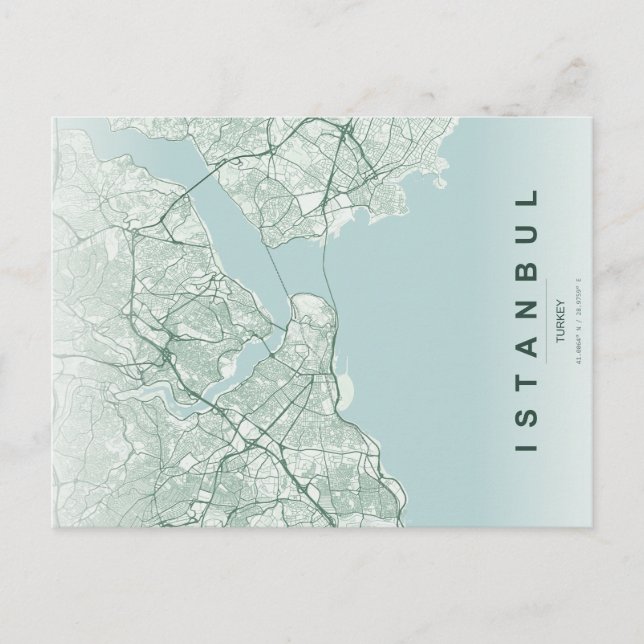 Istanbul Türkiye Map Minimal Vykort (Framsida)