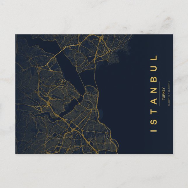 Istanbul Türkiye Map Minimal Vykort (Framsida)