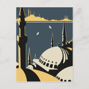 Istanbul, Utsikt över Bosporen och Hagia Sofia-kyr Vykort