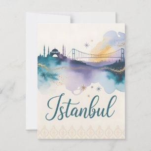 Istanbul, vattenfärg vykort