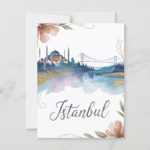 Istanbul, vattenfärg vykort