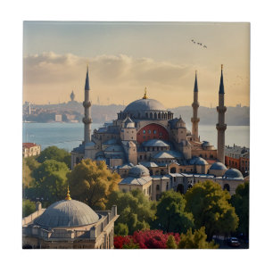 Istanbul vattenfärgsdel kakelplatta