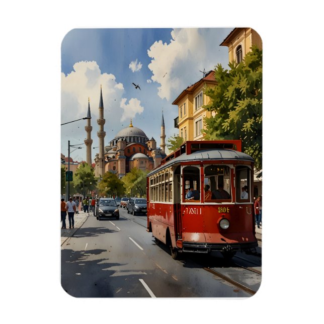 Istanbul vattenfärgsdel magnet (Vertikal)