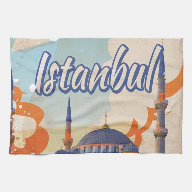 Istanbul Vintage Resemaffisch Kökshandduk (Horisontell)