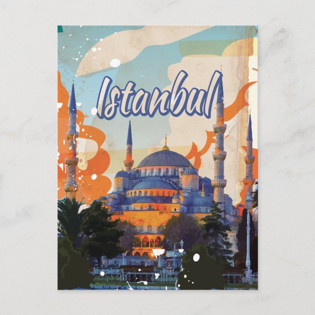 Istanbul Vintage Resemaffisch Vykort (Framsida)