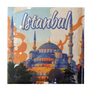 Istanbul Vintage resor Poster Kakelplatta