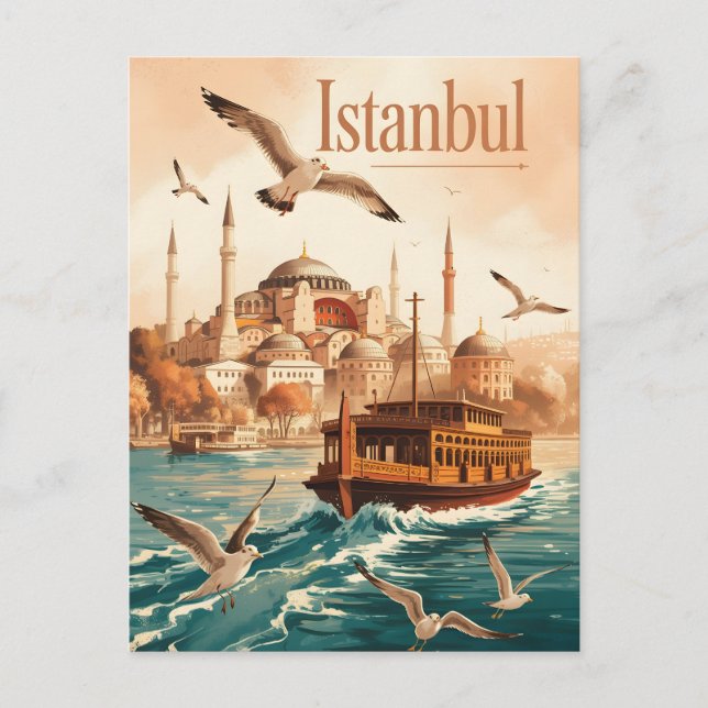 Istanbul vintage vykort (Framsida)