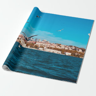Istanbul visades med fiskmås på en varm solnydag, presentpapper