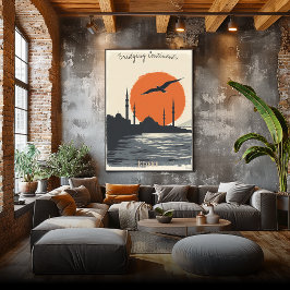 Istanbuls siluett vid solnedgång - minimalistisk s poster