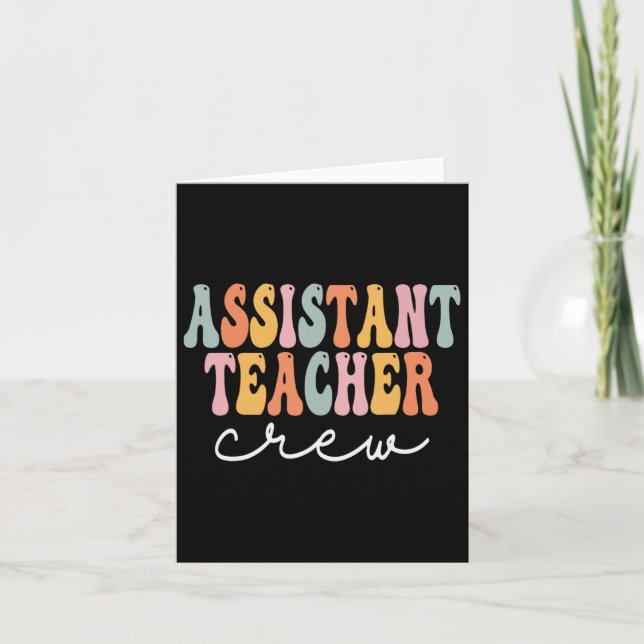 Istant Teacher Crew Retro Groovy första Scho-dagen Kort (Framsida)