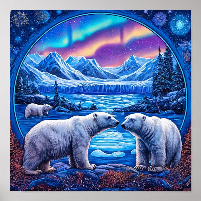 Isuppvisningsscen för Polar Bears 🐻‍❄️❄️⛸️ Poster (Framsidan)