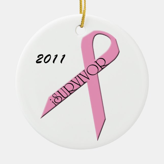 iSurvivorbröstcancer överlevandeprydnad Julgransprydnad Keramik (Framsidan)