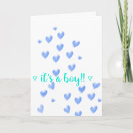 IT ÄR EN BOY - Blue & Teal water hearts design Meddelande