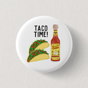 IT ÄR TACO TIME söt takos hett såce illustratio Knapp