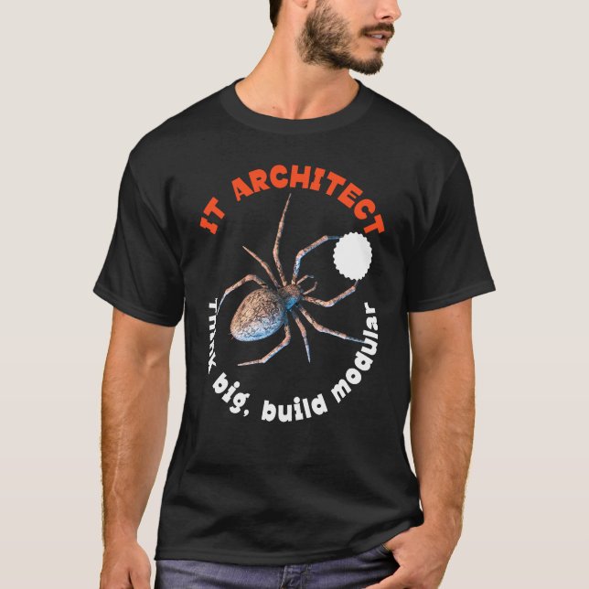 IT-arkitekt Modulär Spindel Tech Humor T Shirt (Framsida)