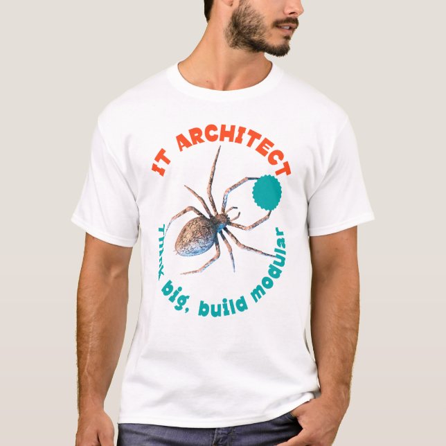 IT-arkitekt Modulär Spindel Tech Humor T Shirt (Framsida)