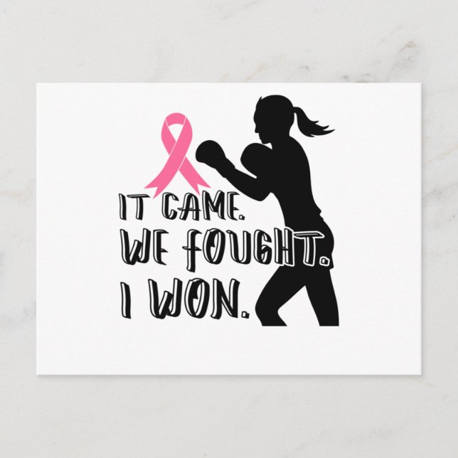 It Came We Fought I Won Breast Cancer Awareness Inbjudan Vykort (Framsida)