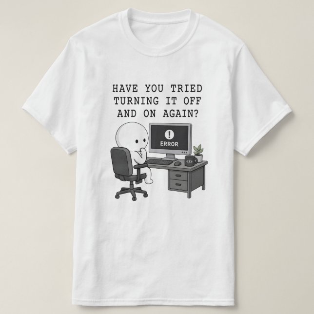 IT Crowd Humor T-shirt Stänga Av och Sätta På Igen (Design framsida)