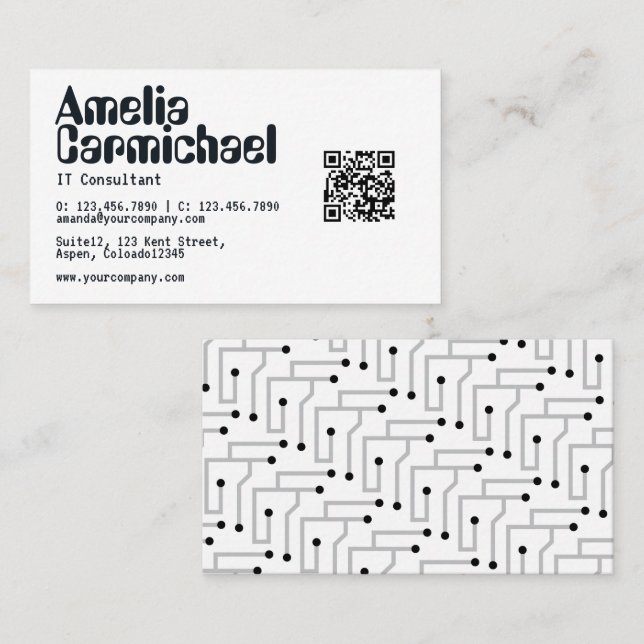 IT Informationsteknologkonsult QR-kod Visitkort (Fram/baksida)