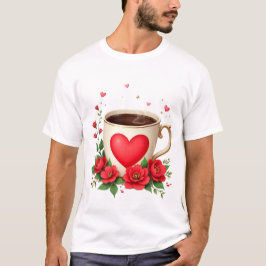 It Is Coffee Time With Mug And Red Hearts T Shirt