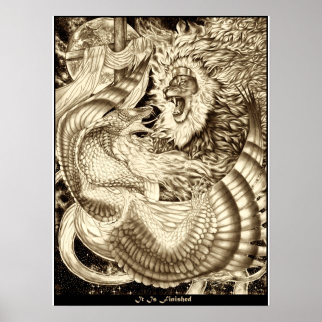 IT IS FINISHED - Lion Of Judah Vs. Winged Serpent Poster (Framsidan)