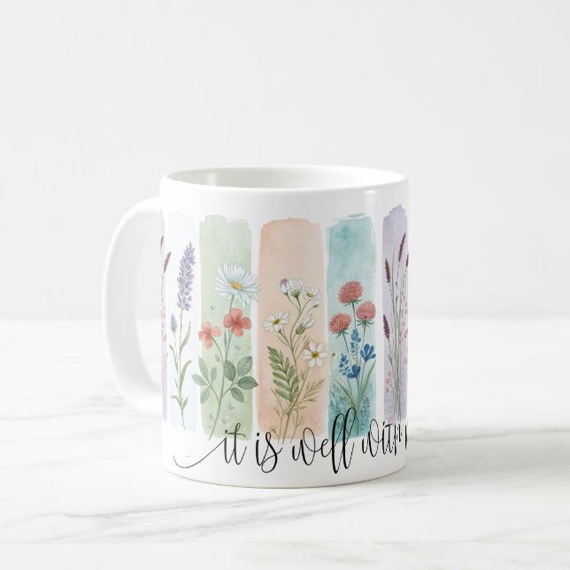 It Is Well With My Soul Floral Mug Kaffemugg (Framsida vänster)