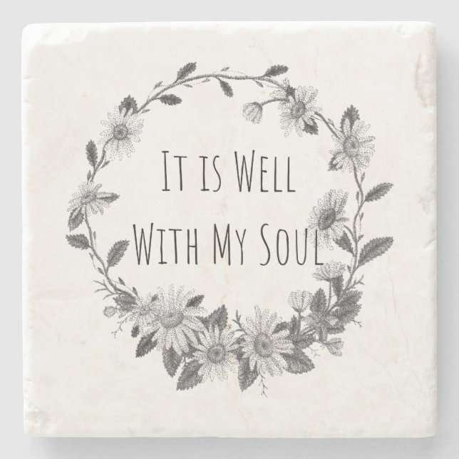 It Is Well With My Soul Keepsake Stone Coaster Stenunderlägg (Framsidan)