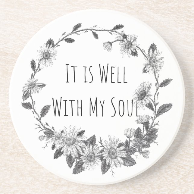 It Is Well With My Soul Keepsake Stone Coaster Underlägg (Framsidan)