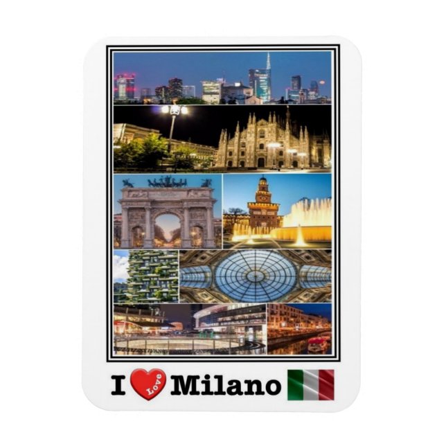 IT-Italien - Milano - I Kärlek Mosaic - Magnet (Vertikal)
