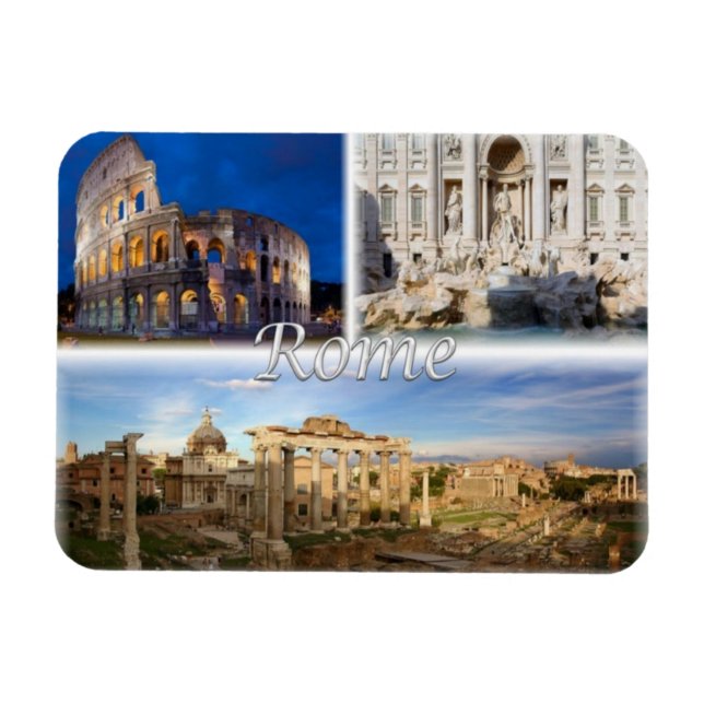 IT-Italien - Rom - Colosseum - Trevi Fontän - Magnet (Horisontell)
