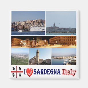 IT - Italien - Sardinien - I Kärlek - Collage Mos Magnet