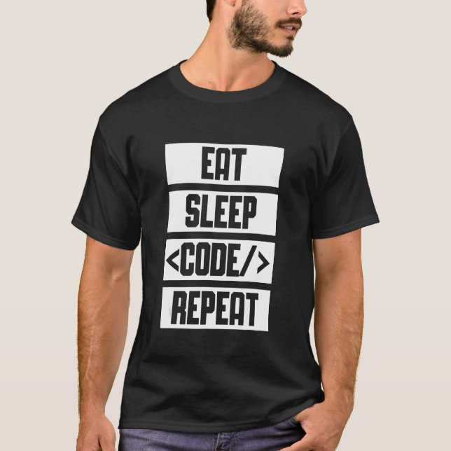 IT-kod för upprepa kodning för Eat-vilokod T Shirt (Framsida)
