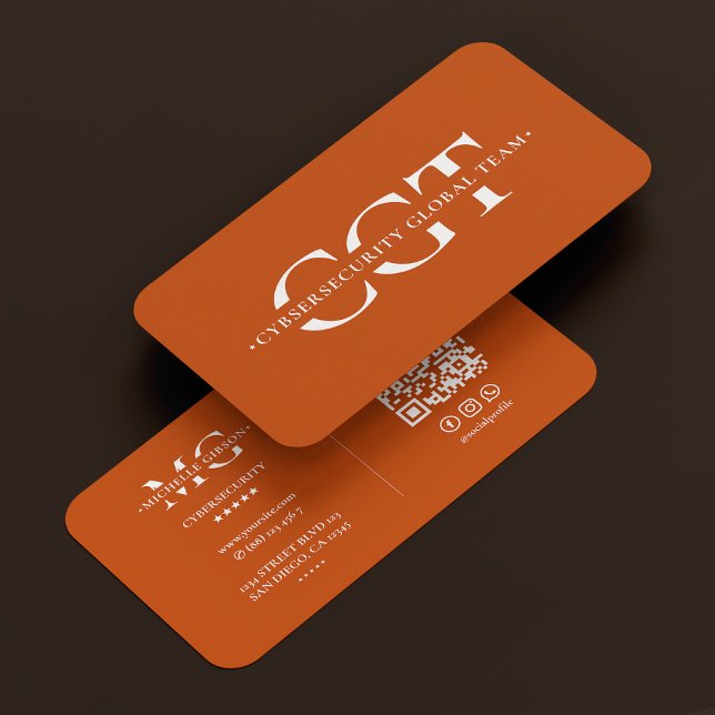 IT Monogram Modern Orange för IT-säkerhet Visitkort (Cybersecurity Monogram Modern Orange Business Card
)