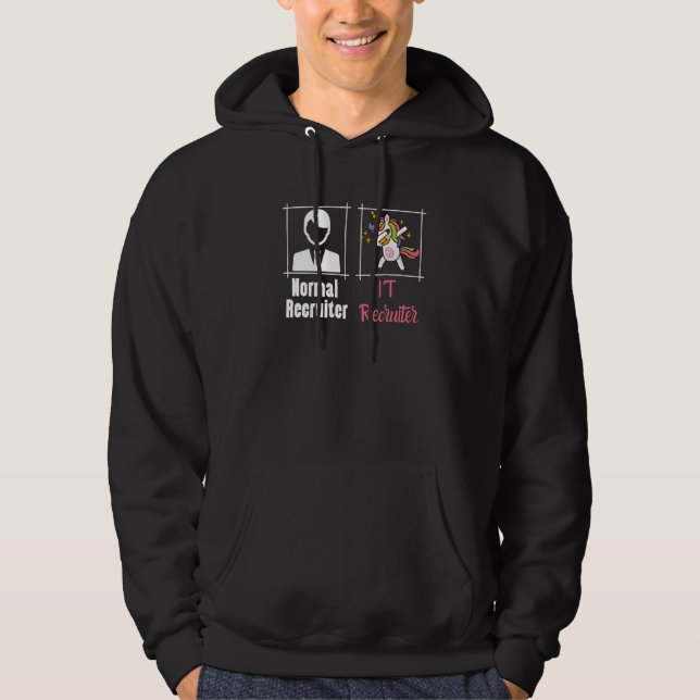 IT-rekryterare Tech-rekrytering Dansande enhörning Hoodie (Framsida)