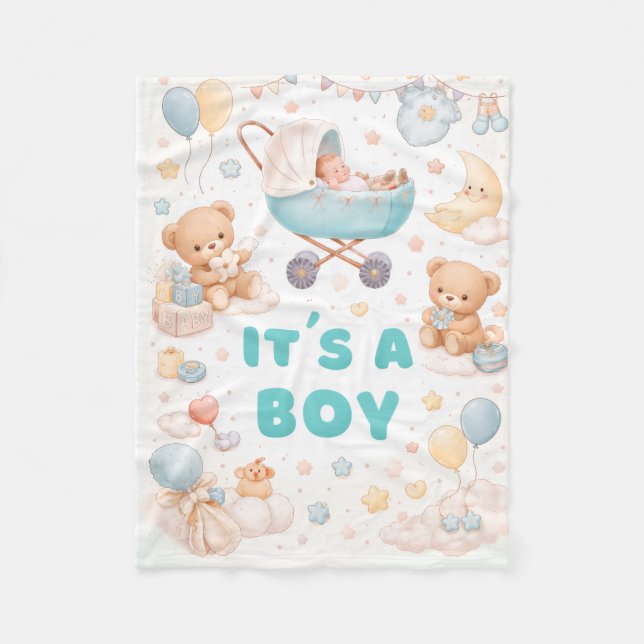 It’s a Boy Baby Announcement Design Fleecefilt (Framsidan)