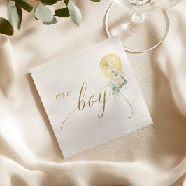 It’s A Boy Baby Shower –Gold Balloon & Greenery Pappersservett