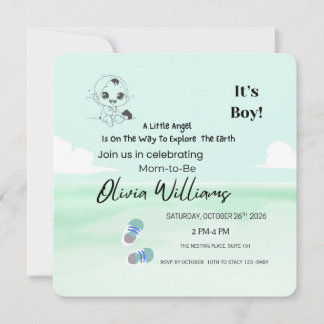 It’s a Boy Baby Shower Invitation | Little Angel B Inbjudningar