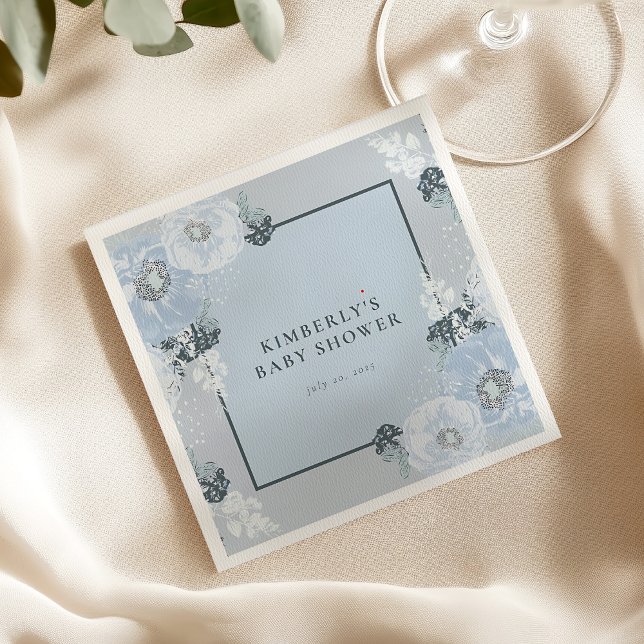 It’s A Boy Blue Floral Baby Shower Paper Napkins Pappersservett (Skapare uppladdad)