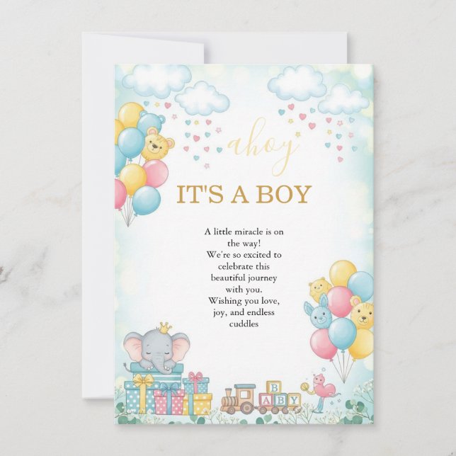 It’s a Boy Cute Baby Shower Invitation Card Inbjudningar (Framsida)