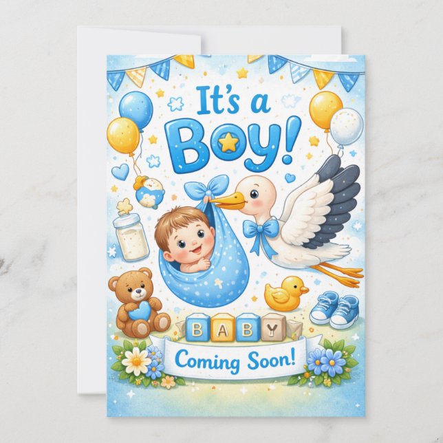 It’s a Boy Design – Baby Announcement  Inbjudningar (Framsida)