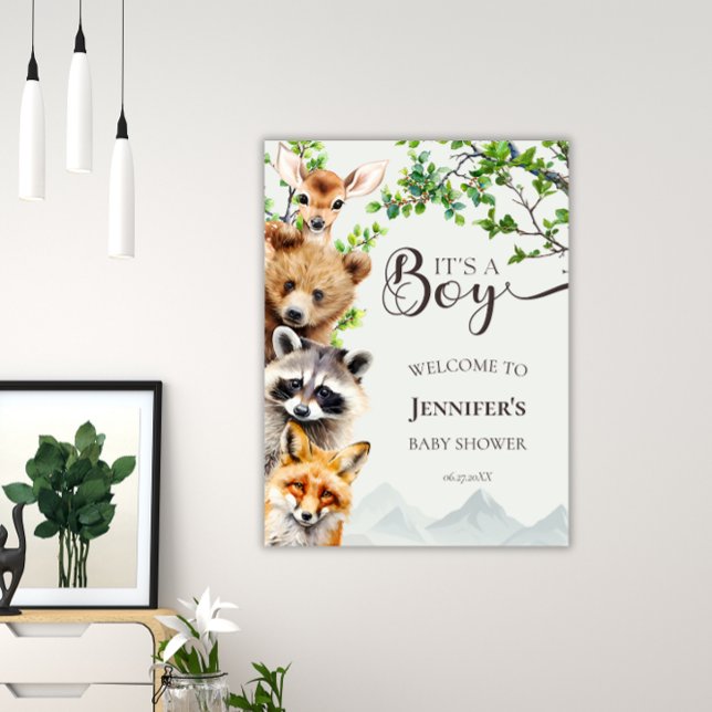 It’s a Boy Woodland Wildlife Baby Shower Welcome Poster (Skapare uppladdad)