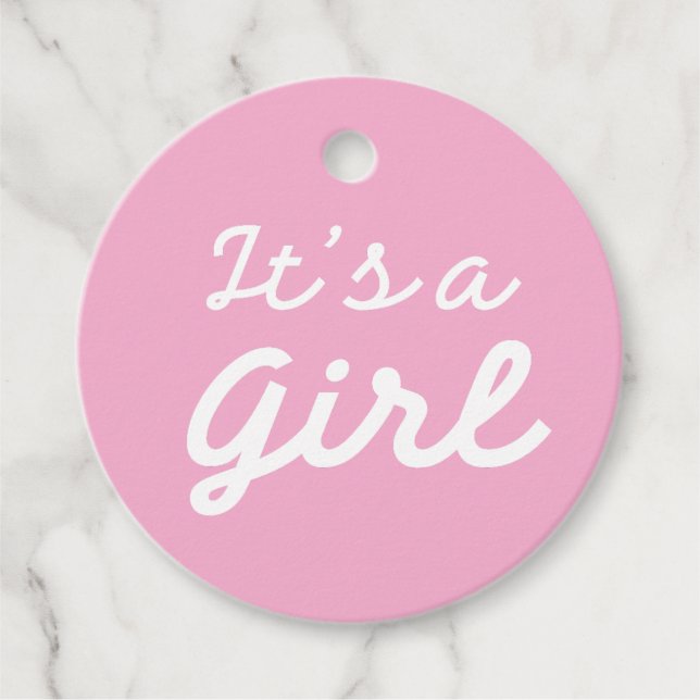 ׳It’s a Girl׳ Classic Pink Baby Shower Gåvor Etiketter (Framsida)
