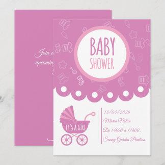 It’s a Girl Pink Baby Shower Card | Cute Baby  Inbjudningar