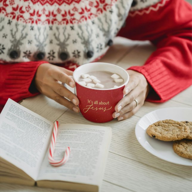 It’s All About Jesus – Red & Gold Christmas  Mugg (Skapare uppladdad)