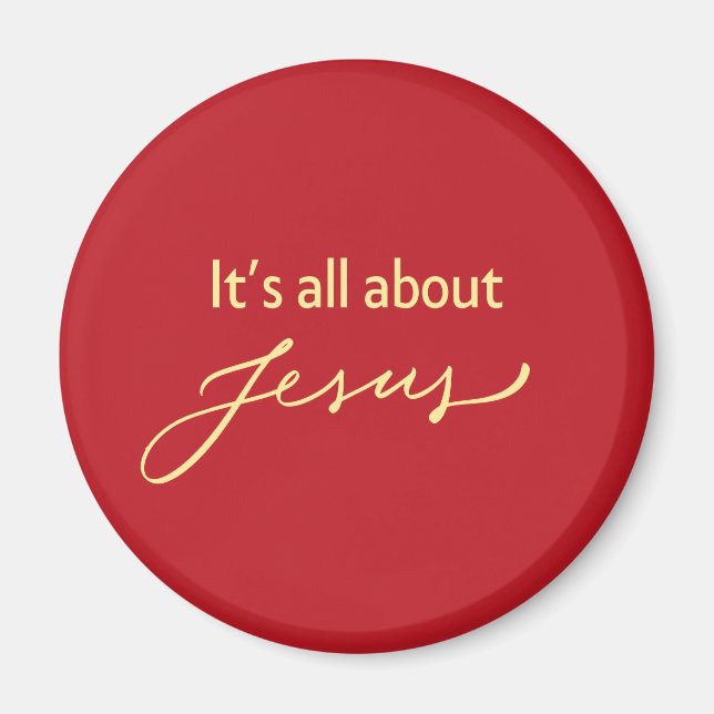 It’s All About Jesus – Red & Gold Magnetic Decor Magnet (Framsidan)