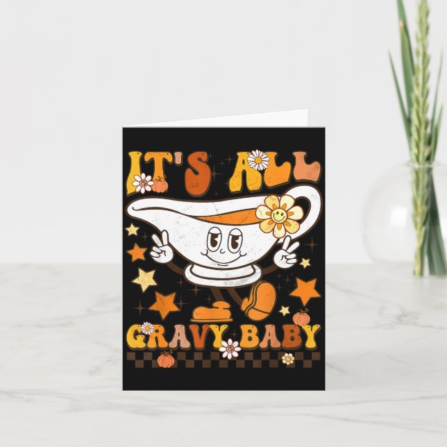 It’s All Gravy Baby Shirt Retro Groovy Happy Thank Kort (Framsida)