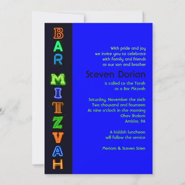 IT:S Bat mitzvah inbjudan till ELECTRIC Pub (Framsida)
